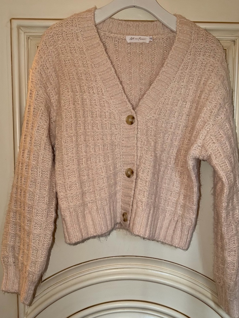 All in Favor Blush Pink Chunky V-Neck Button Cardigan